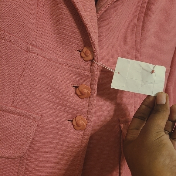 Spiegel | Women's Vintage Two Piece Pink Skirt Suit Set (Size 10) - Picture 6 of 16